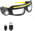 LED Headlight Glasses Rechargeable Headlight Glasses with Motion Sensor & Touch Control, Adjustable Safety Eyewear