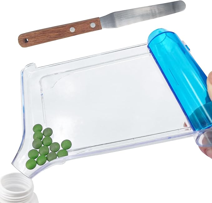 Right Hand Pill Counting Tray with Spatula (Clear - Wood Handle)
