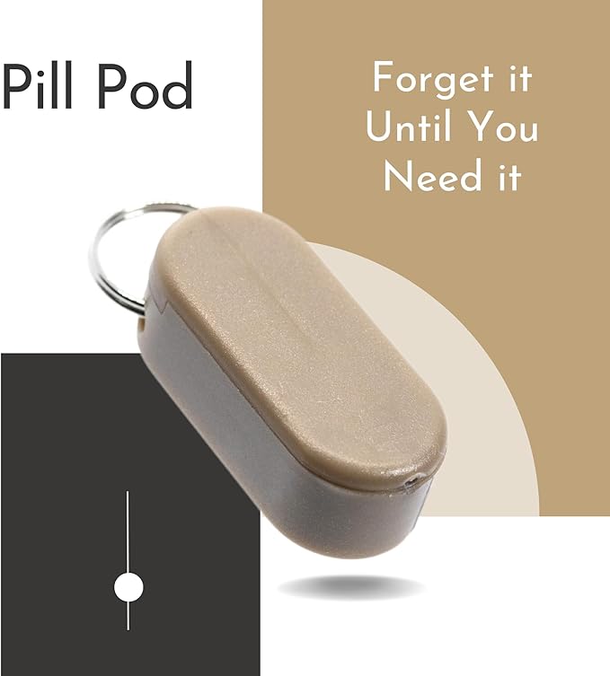 Micro Magnetic Keychain Pill Holder - Compact, Durable, Lightweight with Sleek Minimalist Design - Secure, Discrete, Portable Pill Holder Keychain for Everyday Use (Sandstorm)