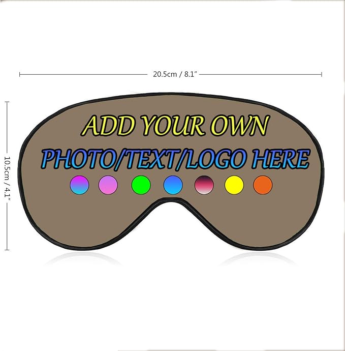 Personalized Eye Mask, Custom Eyeshade Blindfold Add Your Design Image Text Customized Eye Cover with Adjustable Strap for Sleeping Travel Work Naps Blocks Light, Khaki