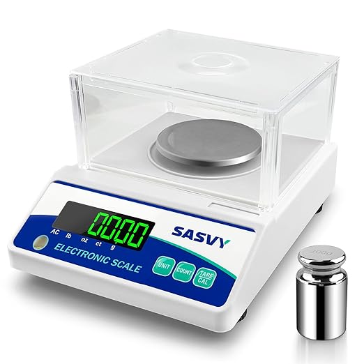 Lab Scale 500g x 0.001g Scientific Scale g/oz/ct/lb High Precision Digital Electronic Analytical Balance for Jewelry Kitchen Laboratory School, Includes 200g Calibration Weight&Battery