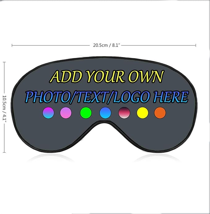 Personalized Eye Mask, Custom Eyeshade Blindfold Add Your Design Image Text Customized Eye Cover with Adjustable Strap for Sleeping Travel Work Naps Blocks Light, Darkgray