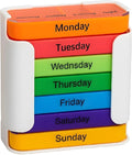 7-Day Medication Organizer, Weekly Pill Organizer, Portable Food-Grade Medicine Box Square, Convenient 28-Grid Drawer Medicine Box Home Travel Storage Case for Medication, Supplements (White/Colorful)