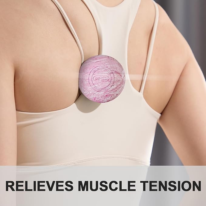 Massage Lacrosse Ball for Myofascial & Trigger Point Release, Muscle Knots, Yoga Therapy – Improves Joint Mobility & Relieves Pain – Back, Neck, Plantar Fascia, HIPS – 2.5-Inch Pink Rubber