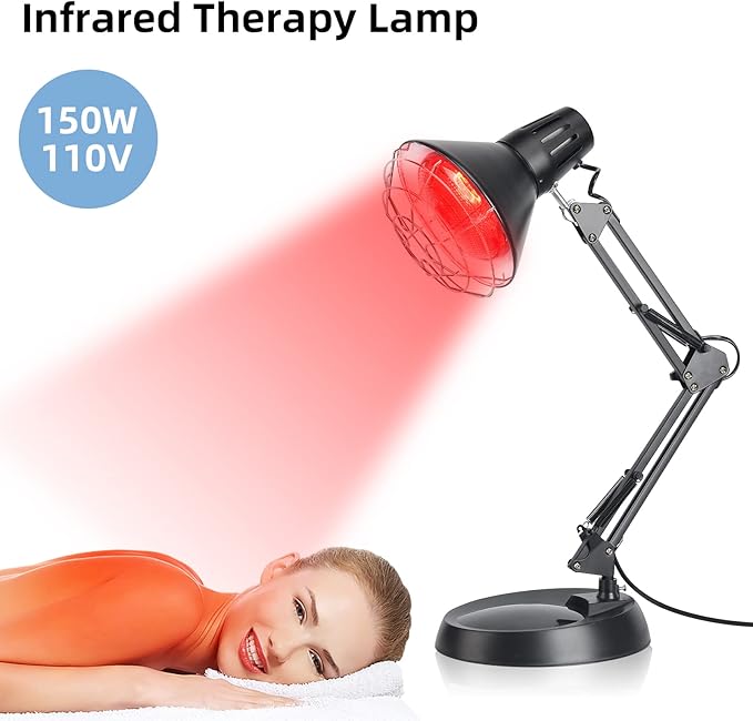 Infrared Red Light Therapy with Sturdy Base, Heat Lamp Device with 150W Bulb, Adjustable Near Infrared Light Heat Lamp Set for Body Neck Shoulder Joints Back Pain Relief
