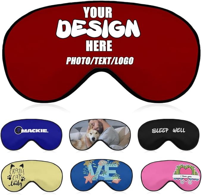 Customizable Sleep Masks Soft Blackout Comfortable Flexible Reusable, Custom Sleep Mask for Man Woman Kid, Custom Blindfold Long Flight Must-Haves, Dorm Room Essentials,#DarkRed