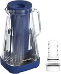GLACIER FRESH 10 Cup Purela Glass Water Pitcher with 1 Ultrafiltration Membrane and Activated Carbon Filter, Reduces 99% Chlorine, PFOA&PFOS, Coliforms, Blue