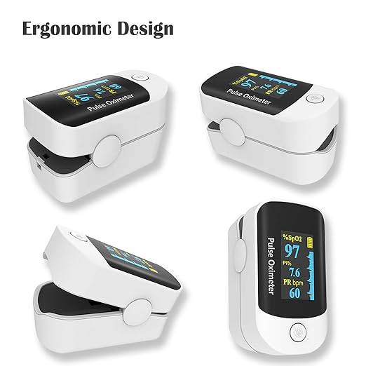 Pulse Oximeter, OLED Display Oxygen Monitor Fingertip, Blood Oxygen Saturation Monitor (SpO2) with Carrying Case, Batteries and Lanyard