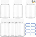 Sibba Clear Pill Bottle 6 Pcs Empty Medicine Organizers 30ML Jar Powder Box Storage Transparent Reagent Containers Plastic Dispenser Leak Proof Caps Receptacle for Toiletries Counter Labels