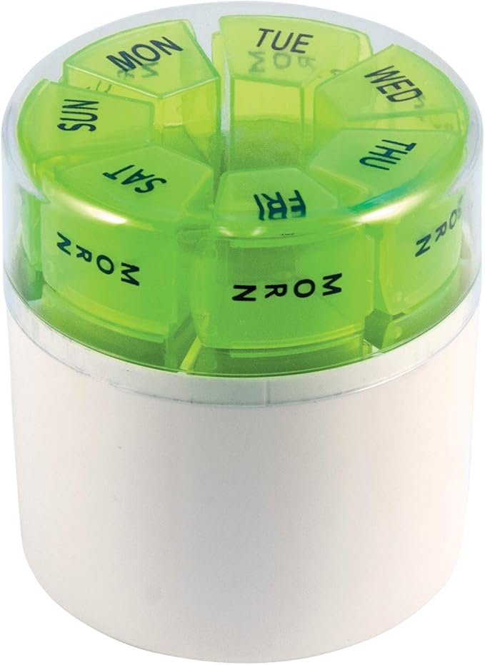 Apex Pill Container Desktop Pill Organizer A Compact Pill Planner with 4 Times a Day Pill Removable Compartments Assorted Colors, White and Blue, 1 Count