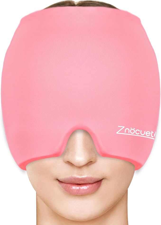 ZNÖCUETÖD Migraine Headache Relief Cap Hat Full Head ice Pack Wrap Cooling Gel Ice Beanie Cold Cap Hot/Cold Compress Therapy for Sinus, Stress, Tension, Head Pain Relief, Gift for Women