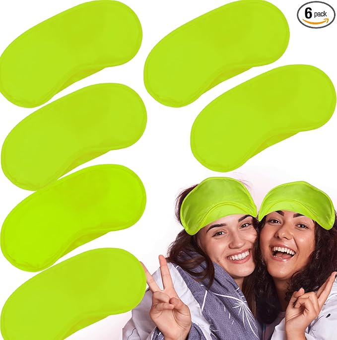 6 Pack Blindfold Eye Mask Cover Sleep Mask for Party Games Travel Sleep Team Build Party Supply with Adjustable Strap for Women Men Kids, Neon Green