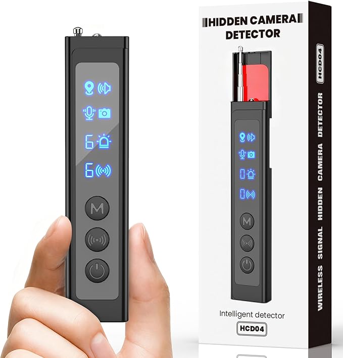 AI Hidden Camera Detector,High Precision Bug & WiFi Scanner Finder,All in One Hidden Devices Detector with 6 Sensitivity Levels & 4 Detection Modes,GPS Trackers for Hotel,Bathroom,Office,Car&Travel