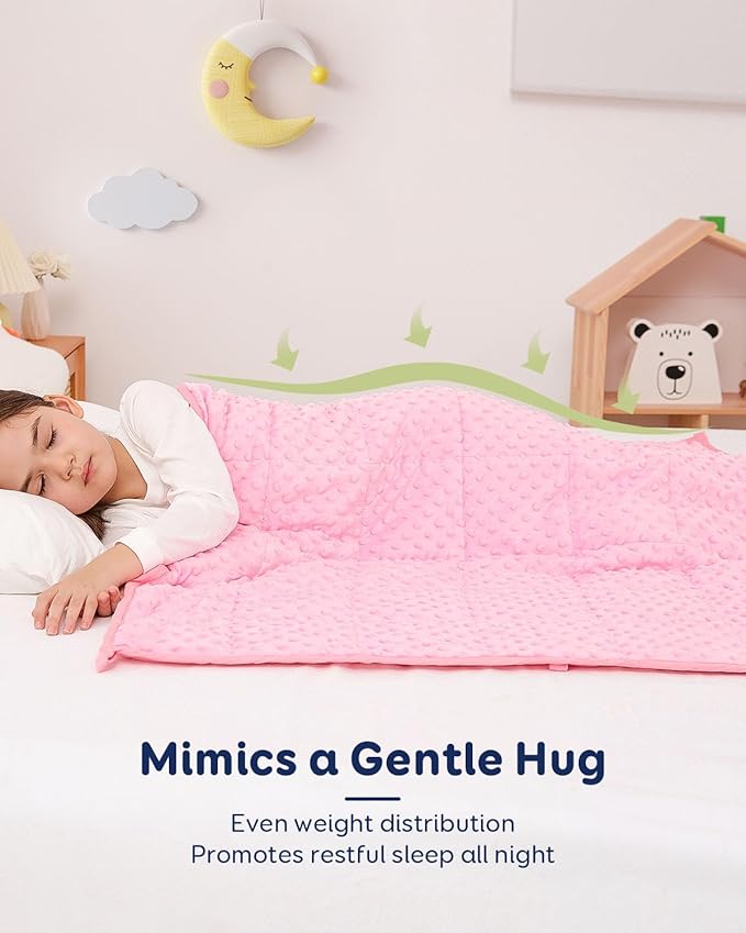 Kivik Weighted Blanket 7 lbs, Small Minky Dotted Blankets, Soft Heavy Blanket Throw, Machine Washable, 41 x 60 Inches Pink