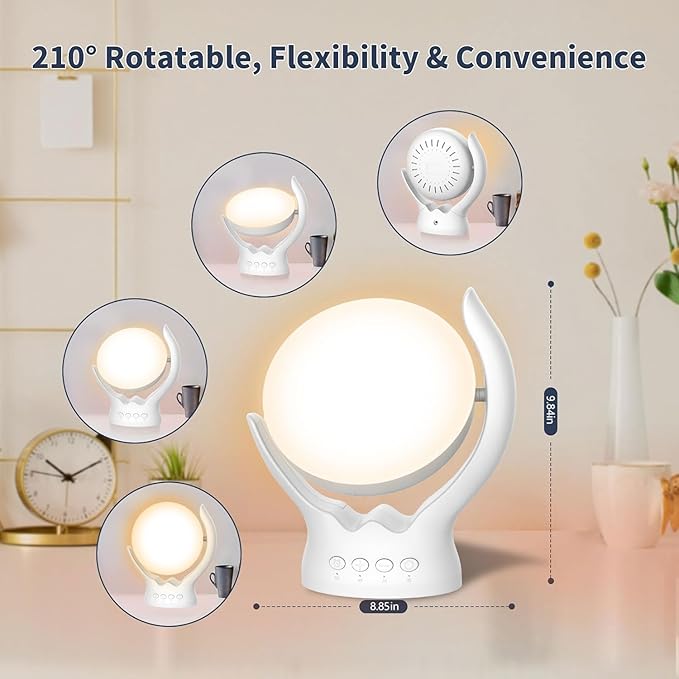 Voraiya Rotatable Light Therapy Lamp,10000 Lux Sunlight Lamp with UV-Free,3 Color Temperature & 5 Brightness Level & Timer,Therapy Light for Home, Office, Decoration