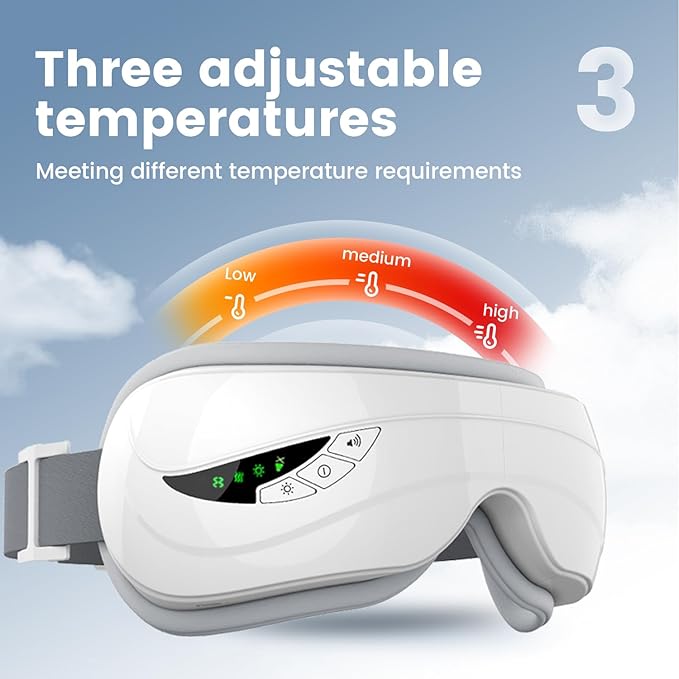 Eye Massager with Heat,Music,Compression, Heated Eye Mask Massage for Migraines & Headache Relief, Reduce Dry Eyes Improve Sleep, Reduce Strain. Birthday and Valentines Day Gifts for Women Men Him