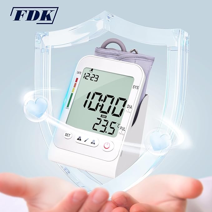 Blood Pressure Monitors for Home Use Upper Arm Cuff Machine, Automatic Digital Bp Monitor Accurate with Storage Large Cuff 14.2" – 18.9" 2 Users Memory Stand Clock