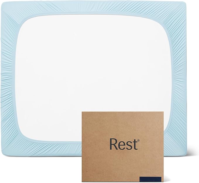 REST® Evercool®+ Fitted Sheet, Full Size, Light Blue, 15" Deep (up to 18’’), Breathable Bedding for Hot Sleeper and Night Sweats, Bed Sheet with Ionic+ Self-Cleaning Silver Yarn for Sensitive Skin