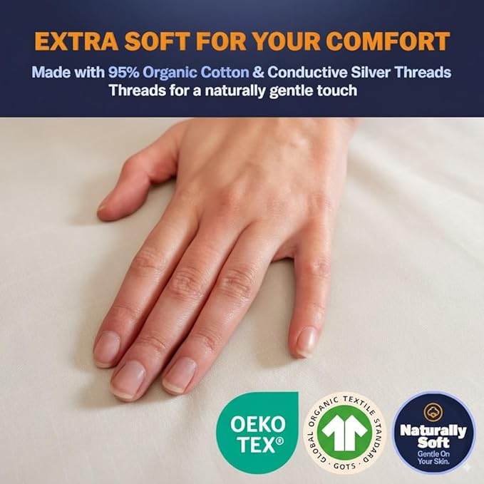 Grounding Sheet for Bed with Grounding Tester, Silver Threads - One Size For All Beds, Extra Soft 95% Organic Cotton 5% Pure Silver, Grounding Bed Sheets, Improve Sleep & Reduce Stress Earthing Sheets