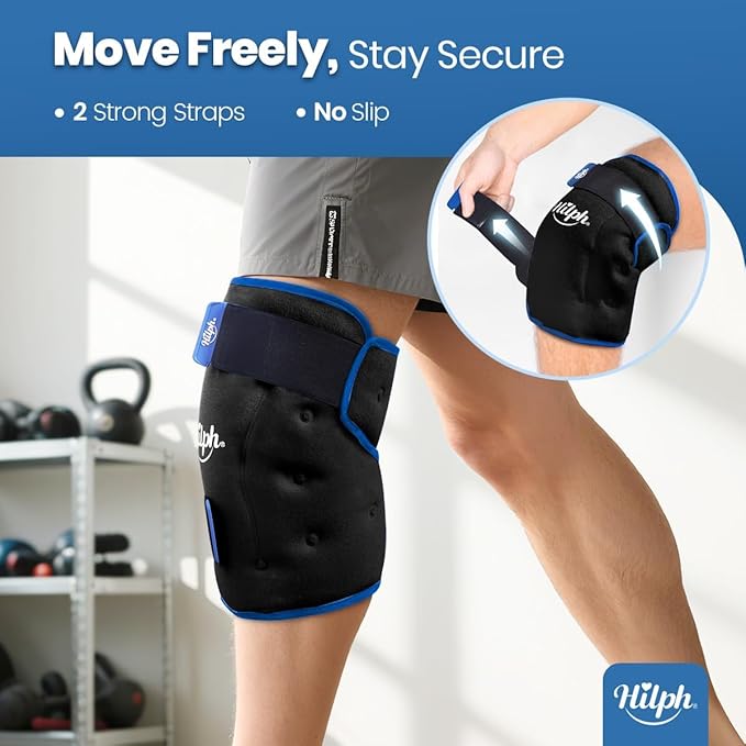 360° Full Coverage Knee Ice Pack Wrap for Post-Surgery Recovery - Bendable & Adjustable Hot Cold Therapy for Pain Relief, Swelling, Arthritis - Easy to Wear, Reusable Gel Pack for Men & Women, Black