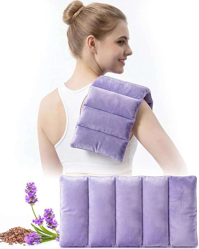 Small Microwave Heating Pad for Neck and Shoulder, Microwavable Versatile Cold/Heated Muscle Ache, Soothing Fatigue Wrap for Back Pain and More, Moist Heat Pad Warm Compress (8x17 inch)