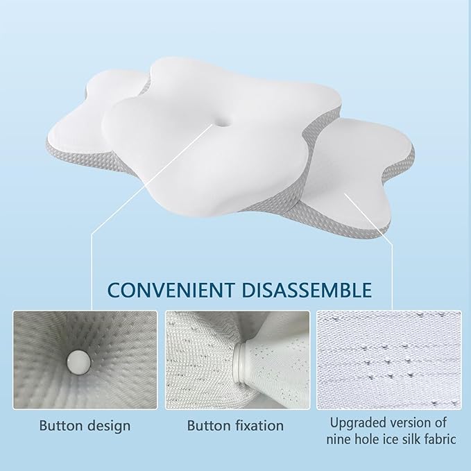 Cervical Neck Pillow for Sleeping | Ergonomic Pillow for Sleep Apnea, Neck Pain, and Snoring Relief | Contour Memory Foam with Ergonomic Support, White, Large