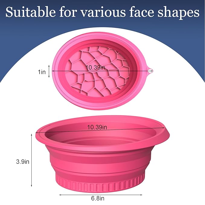 Face Bowl for Ice with Built-in Ice Tray – Collapsible Silicone Facial Ice Bath Bowl for Cold Plunge Therapy Skin Tightening Acne Relief – Portable Spa Tool for Home Red