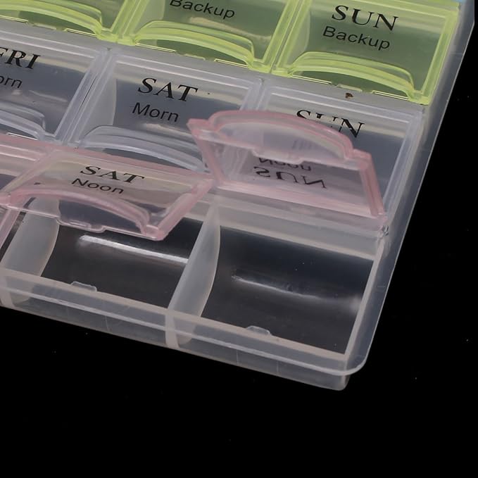 uxcell 7 Day Pill Box Tablet Holder Medicine Storage Organizer 28 Compartment