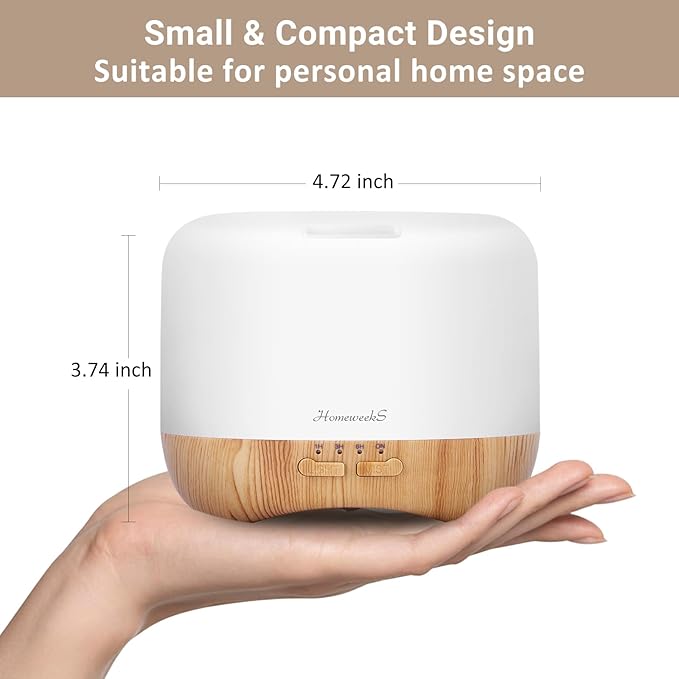 Aromatherapy Essential Oil Diffuser for Room: Air Humidifier Aroma Scent Cool Mist Colorful Lights Cute Small Large Waterless Auto Off Ultrasonic Diffusers for Home Bedroom White (300ml)