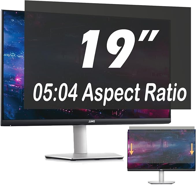 19 Inch Anti-Spy Privacy Screen Filter for Laptop and PC Monitor 5:4, Blue Light Blocking Anti-Glare Protector Film, Reversible Easy Install Slide-Mount Design (19 Inch Widescreen(05:04))