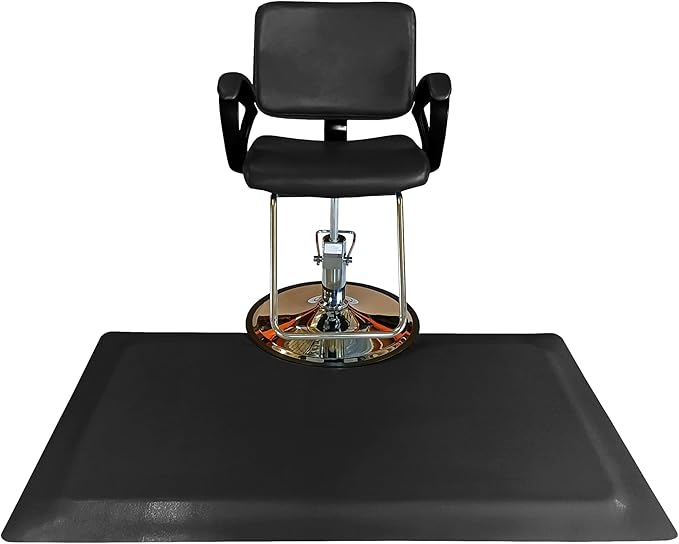 Rhino Mats, Rhino Hide Salon Mat, Non-Slip Standing Cushioned Comfort Anti-Fatigue Mat for Salon, Barbershop, or Spa (Black Rectangle, 3' x 5' x 1/2")