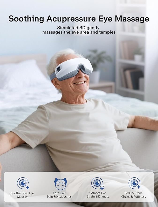 Eye Massager with Heat and Cooling, Valentines Day Gifts for Women Men, Heated Eye Mask Reduces Migraines, Dry Eyes, Headache Relief Eye Care Devices, Birthday Gifts for Her Him
