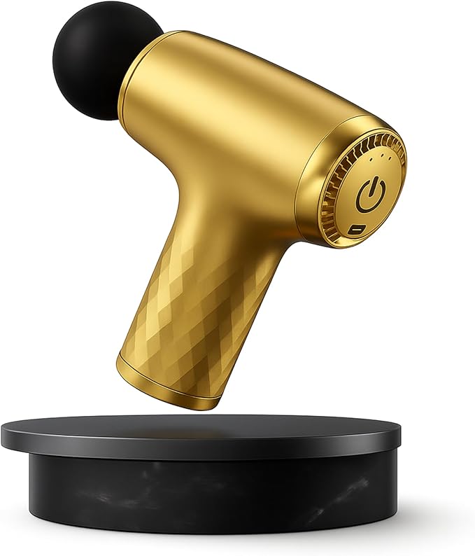 GLDN Mini Massage Gun with Luxurious Gold Finish, High Intensity Deep Tissue Percussion Massager for Back, Neck, & Body Pain, Electric Massager with 4 Massage Heads, Pain Relief Gifts for Men & Women