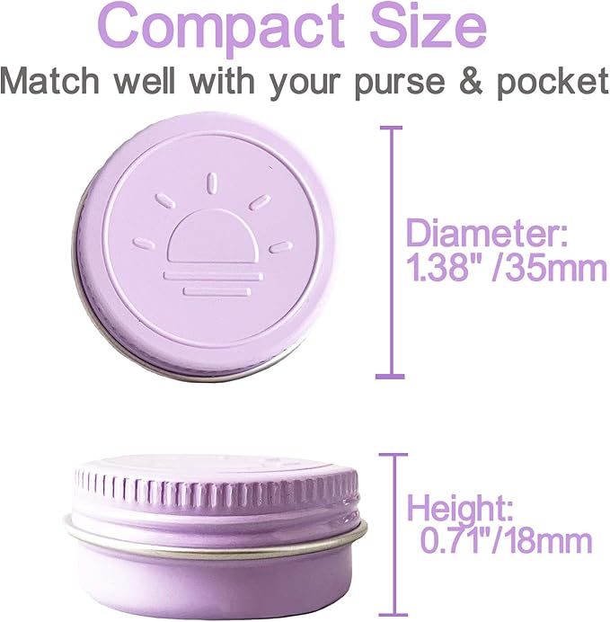 Extra Small Single Pill Box for Purse (3 Pack), Aluminum Screw Top Pill Container, 3 Times a Day Portable Waterproof Single Pill Case for Vitamins, Fish Oils, Supplements (Light Purple)