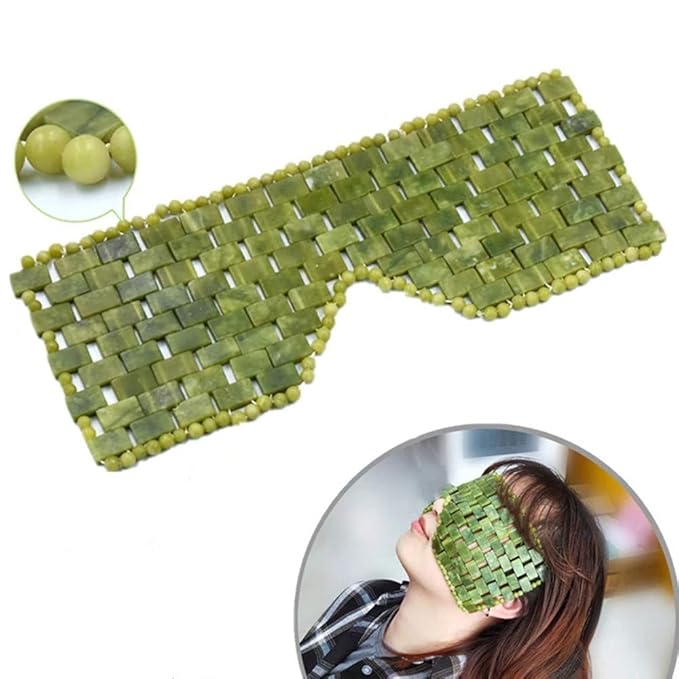 Natural Jade Eye Mask Anti-Aging Facial Sleeping Eye Mask Hot or Cold Therapy Blindfold for Puffy Eyes, eye masks for dark circles and puffiness Massage Tool