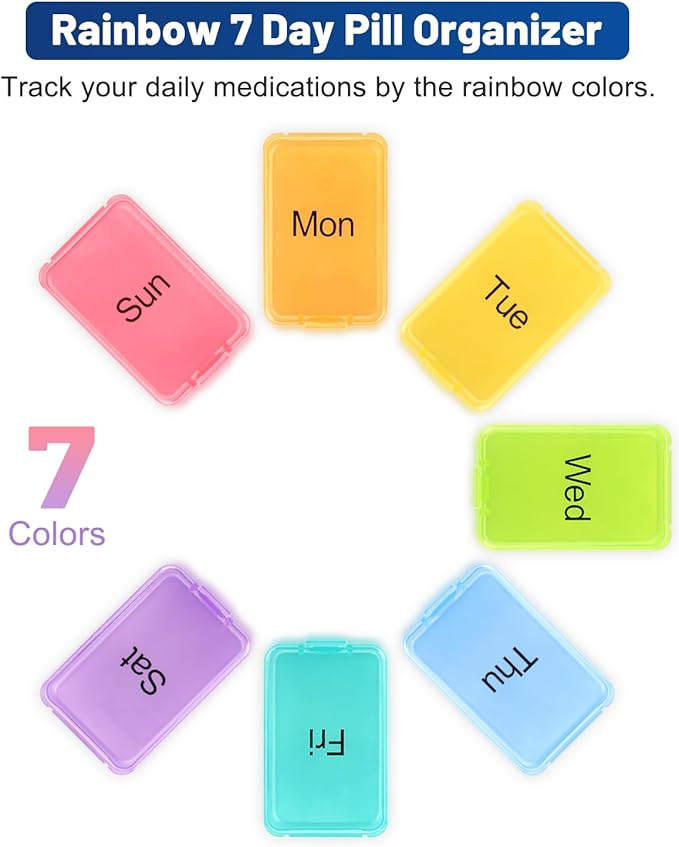 Weekly Pill Organizer - Pill Box 7 Day, Cotatoc Daily Pill Case with Large Capacity Compartments, Medicine Pill Organizer for Travel, Fish Oil Vitamins and Supplements