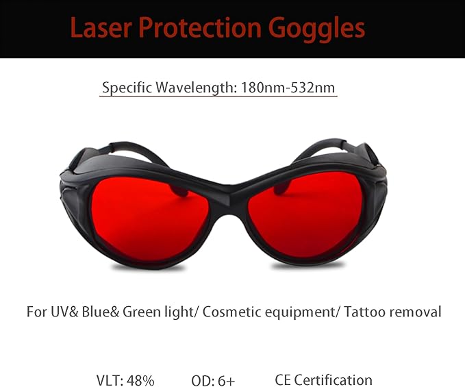 2-Pack OD6+ Laser Safety Goggles for 532nm & Blue Lasers - 180-532nm Wavelength Protection for 405nm, 445nm, 450nm, 473nm, Professional Glasses for Engraving Machines