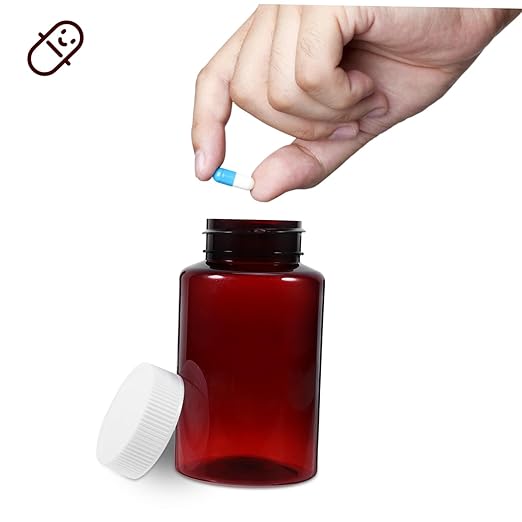 12Pcs Empty Pill Storage Bottles with Sealing Caps Portable Plastic Medicine Containers for Travel Amber Pill Bottles with Caps for Organizing Medications