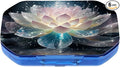 This Portable Crystal Lotus Flower Pattern 6 Compartment Pill Box Can Be Placed in A Pocket Or Wallet to Store Vitamins, Medicines Health Supplements Other Medications.