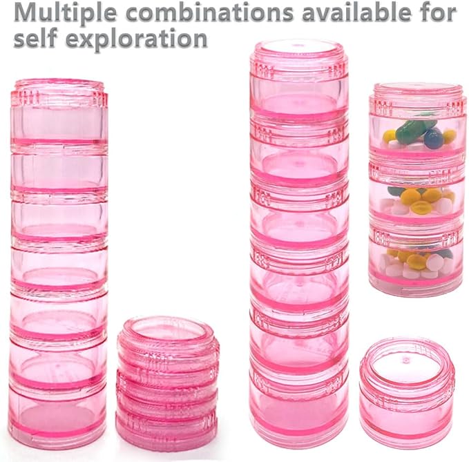 HaiSea Weekly Travel Pill Planner-Monthly Pill Organizer, Daily Month Pill Box-Separate AM/PM Compartments Colors Vary (Pink)