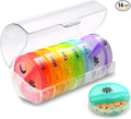 7-Day Pill Organizer with Two Compartments Per Day, Ideal for Pills/Vitamins/Fish Oil/Supplements Storage, BPA-Free and Easy to Clean (Clear)