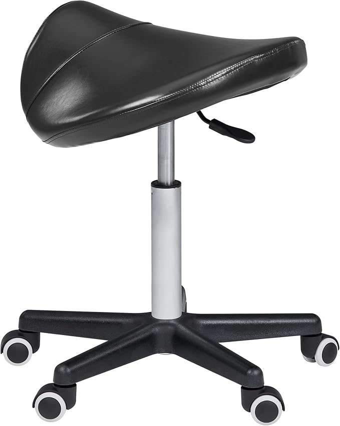 Master Massage Ergonomic Saddle Stool – Hydraulic Swivel Rolling Chair for Salon, Clinic, Tattoo, Dentist, Spa, Workshop, and Office – Black