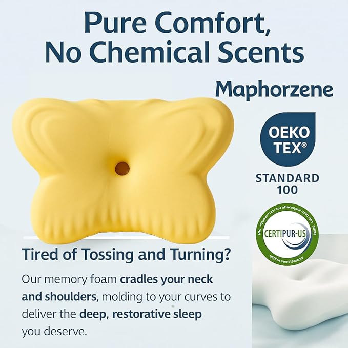 Cervical Neck Pillow for Pain Relief Traction Ergonomic Memory Foam for Side Sleepers with TMJ & Snoring Height Adjustable Orthopedic Bed Pillow for Back Sleepers Pressure Relief (Weight 150-200 lbs)