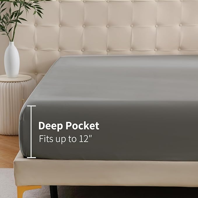 4 Pack Fitted Hospital Bed Sheets with Elastic All Around for a Double Brushed Ultra Soft Breathable 100% Microfiber Sheets, 36” x 84” x 12”