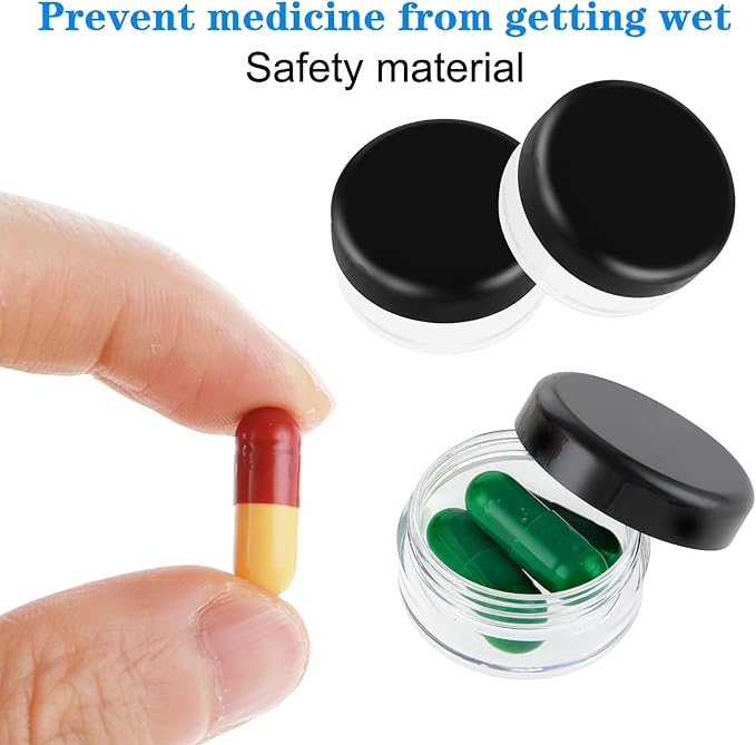 Small Pill Organizer Box, 5 Pcs Travel Pill Case Holder Portable Daily Mini Pill Container BPA Free Medicine Storage Container for Purse Pocket Briefcase (Black)