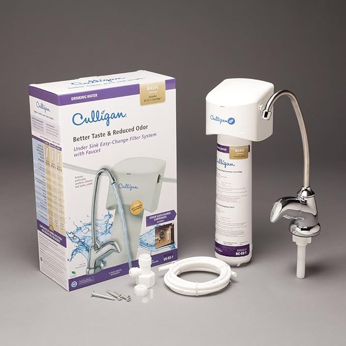 Culligan US-EZ-1 Easy-Change Under-Sink Drinking Water Filtration System with Dedicated Faucet and Filter, 3,000 Gallon, Chrome