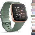 Mugust Sport Bands Compatible with Fitbit Versa 2 / Fitbit Versa /Versa Lite/Versa SE, Classic Soft Silicone Replacement Wristbands Straps for Fitbit Versa 2 Smart Watch Women Men (Large,Avocado