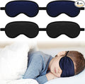 Sintege 4 Pcs Silk Eye Mask for Sleeping Kids Soft Eye Cover with Adjustable Strap Blindfold for Kids Boys Girls Christmas Travel Gift Nap Shade Blocking Light(Black, Navy Blue)