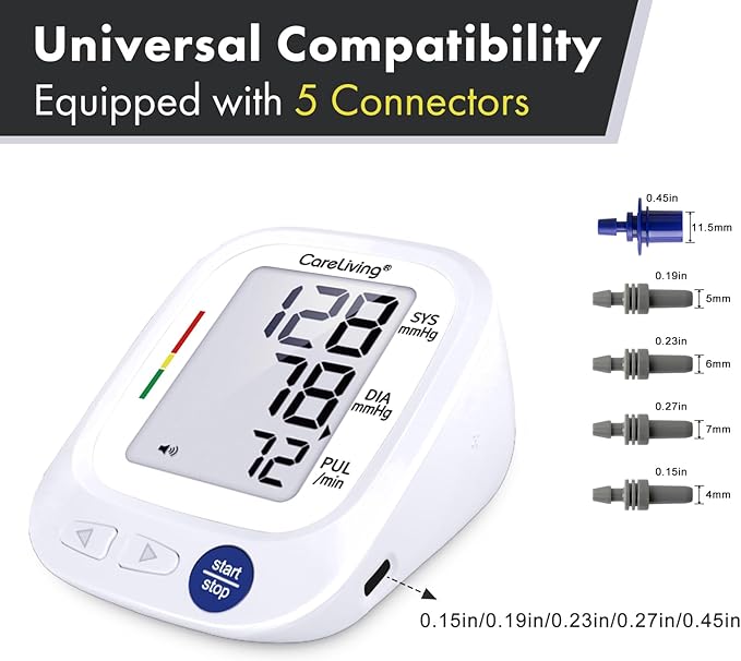 9"-20.5" Blood Pressure Cuff Arm, Wide-Range Extra Large Replacement Cuff, 5 Sizes of Connectors Compatible with Omron and Other Brands BP Machines (BP Cuff Included Only)