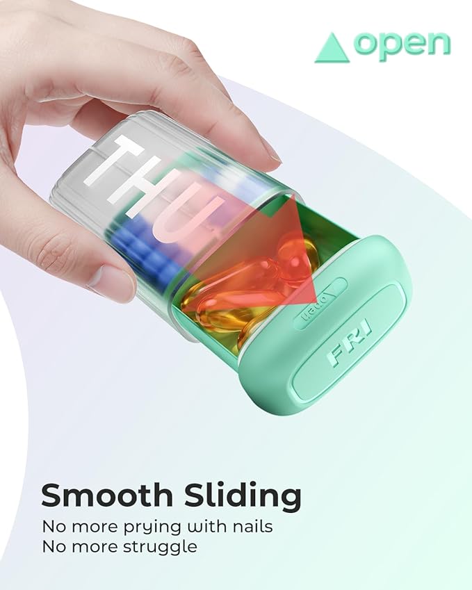 Betife Pill Organizer 2 Times a Day, AM PM Weekly 7 Day Large Pill Box, Travel Medicine Vitamin Holder Container for Daily Supplements